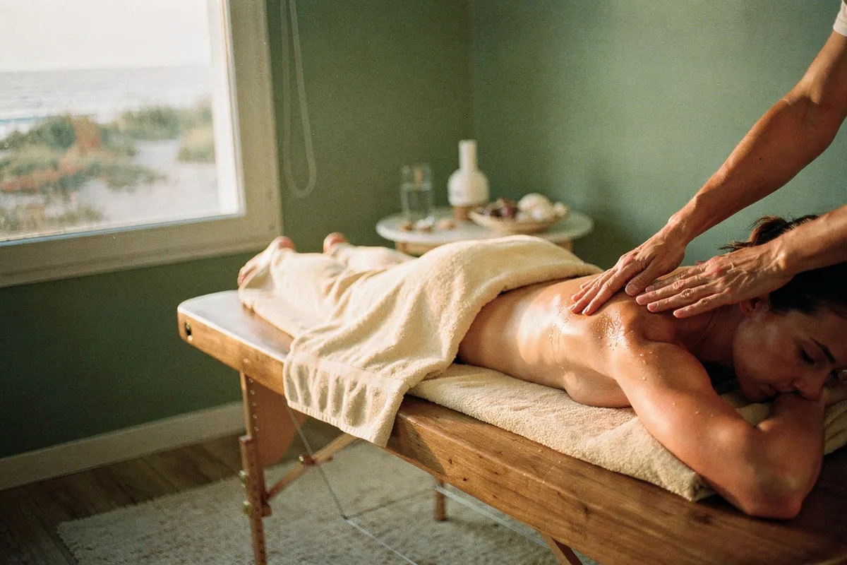 Un soin du dos sur une table de massage
