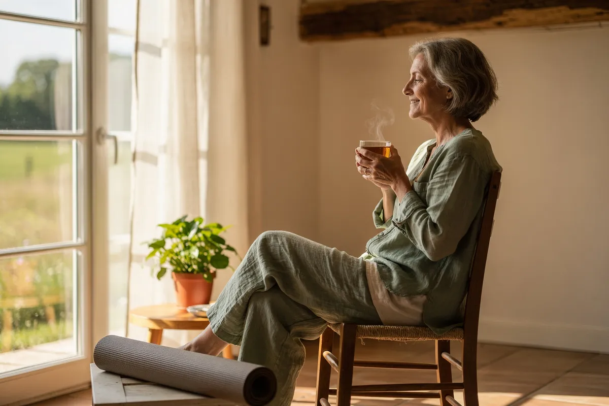 Femme sereine à la cinquantaine, bien vivre la ménopause en Vendée